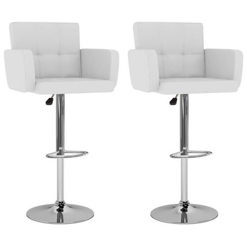 Vidaxl Tabourets De Bar 2 Pcs Blanc Similicuir