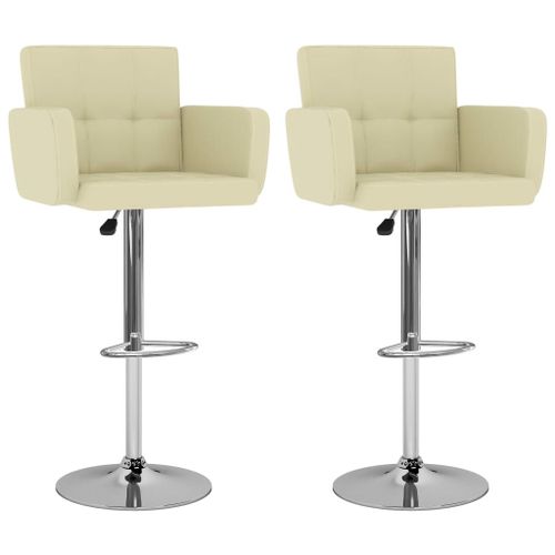 Vidaxl Tabourets De Bar 2 Pcs Crème Similicuir