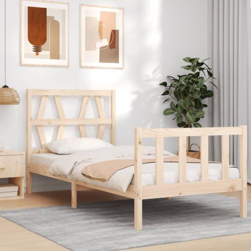 Vidaxl Cadre De Lit Avec Tête De Lit 90x200 Cm Bois Massif