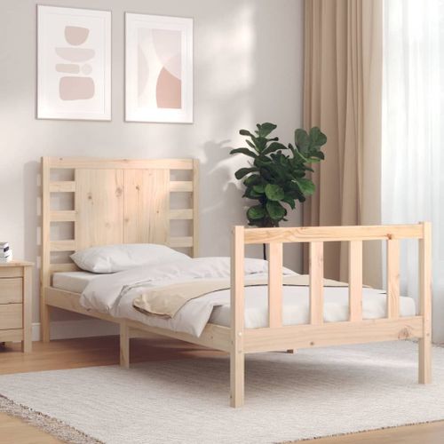 Vidaxl Cadre De Lit Avec Tête De Lit 90x200 Cm Bois Massif