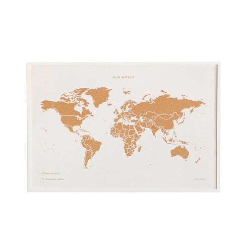 Carte du monde en liège - Woody Map Special Edition / 90 x 60 cm / Blanc