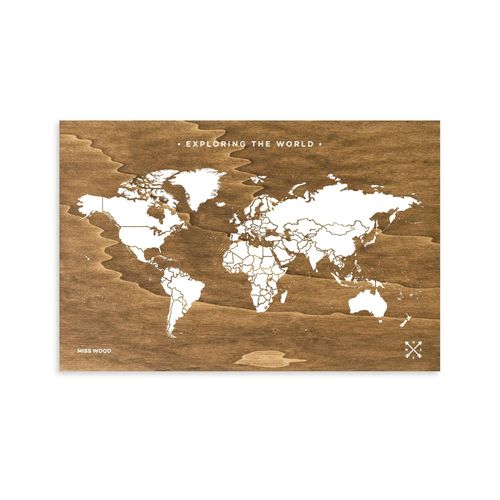 Carte en bois - Woody Map Wooden Edition / 90 x 60 cm