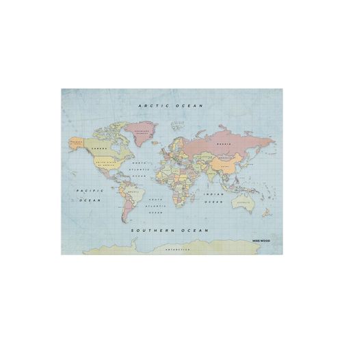 Carte du monde en liège - Woody Map Aquarelle New Classic / 60 x 45 cm / Sans cadre