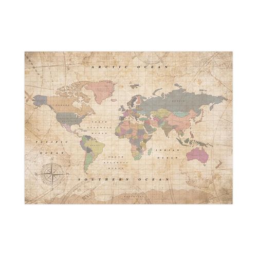 Carte du monde en liège - Woody Map Aquarelle Old School / 90 x 60 cm / Sans cadre
