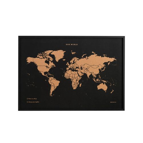 Carte du monde en liège - Woody Map Special Edition / 90 x 60 cm / Noir