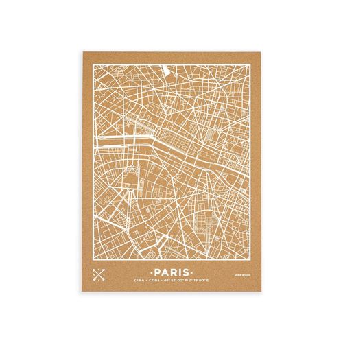 Carte en Liège - Woody Map Natural Paris / 60 x 45 cm / Blanc / Sans Cadre