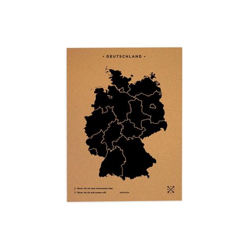 Carte en liège - Woody Map Naturel Allemagne / 60 x 45 cm / Blanc / Sans cadre