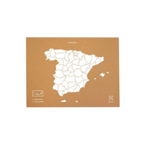 Carte en liège - Carte boisée Espagne naturelle / 60 x 45 cm / Blanc / Sans cadre