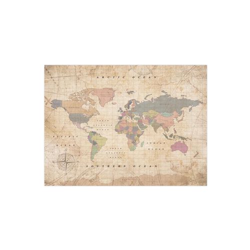 Carte du monde en liège - Woody Map Aquarelle Old School / 60 x 45 cm / Sans cadre