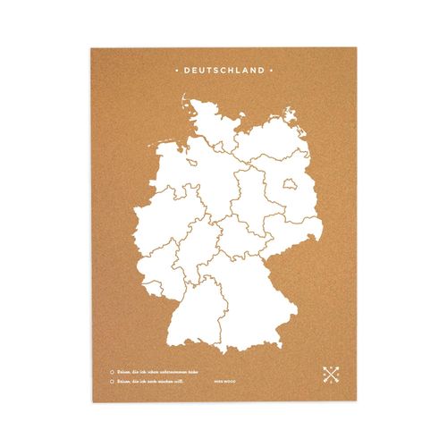 Carte en liège - Woody Map Naturel Allemagne / 90 x 60 cm / Blanc / Sans cadre