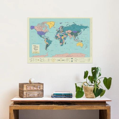 Feuille de carte du monde ¿ Woody Map Poster / Verseau / 100 x 70 cm