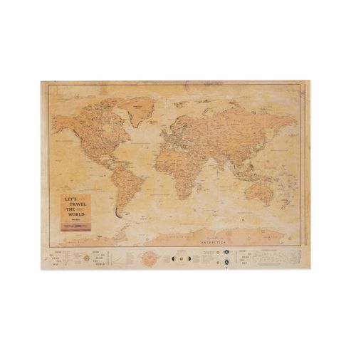 Feuille de carte du monde ¿ Woody Map Poster / Whisky / 100 x 70 cm