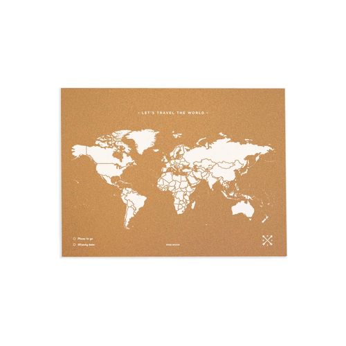 Carte du monde en liège - Woody Map Natural World / 60 x 45 cm / Blanc / Sans cadre