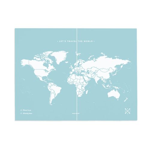 Carte en liège - Woody Map Colors Bleu / 120 x 90 cm / Sans cadre