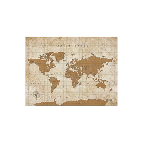 Carte du monde en liège - Woody Map Aquarelle Doré / 60 x 45 cm / Sans cadre