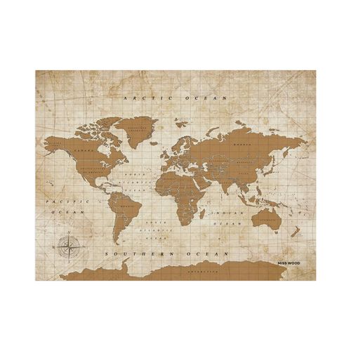 Carte du monde en liège - Woody Map Aquarelle Doré / 90 x 60 cm / Sans cadre