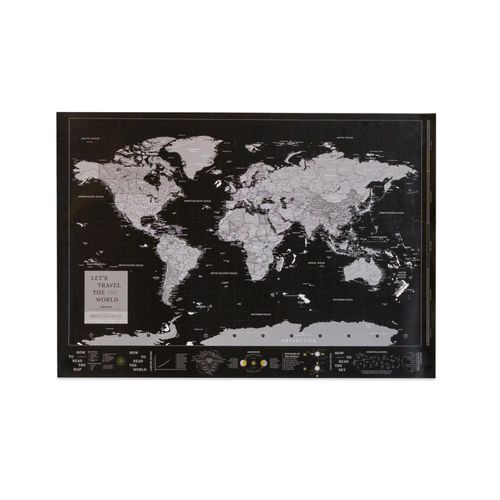 Feuille de carte du monde ¿ Woody Map Poster / Phantom / 100 x 70 cm