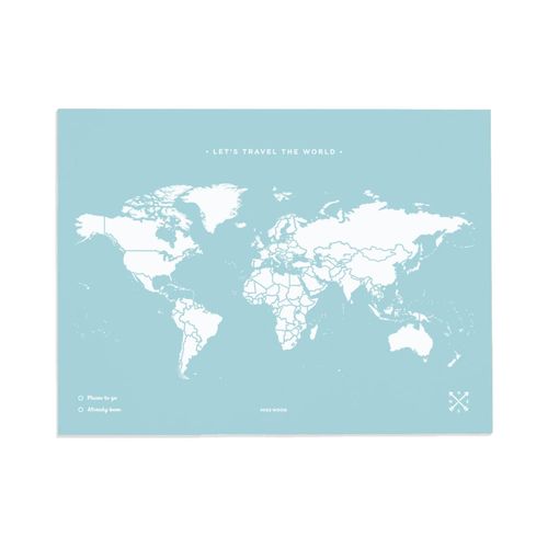 Carte en liège - Woody Map Colors Bleu / 90 x 60 cm / Sans cadre