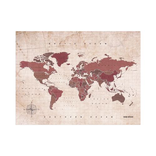 Carte du monde en liège - Woody Map Aquarelle Antique / 90 x 60 cm / Sans cadre