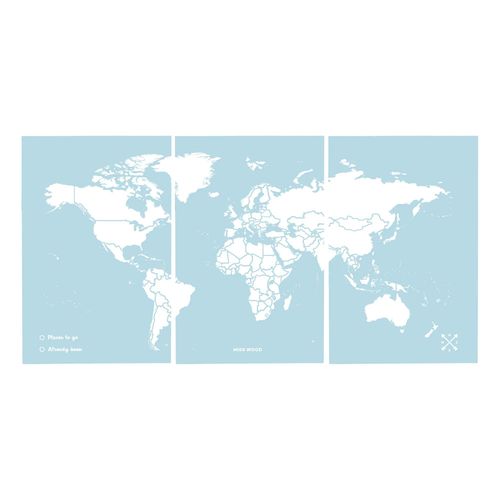 Carte en liège - Woody Map Colors Bleu / 180 x 90 cm / Sans cadre