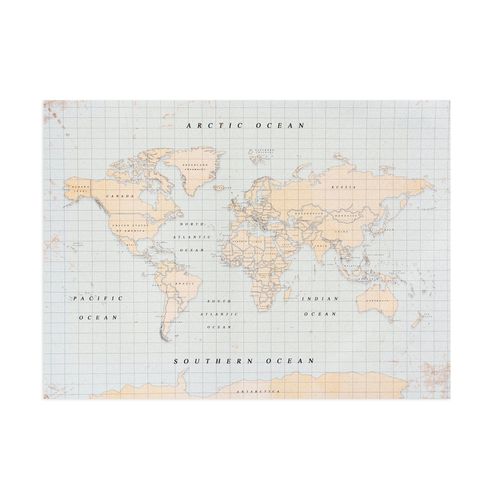 Carte du monde en liège - Woody Map Aquarelle Vintage / 90 x 60 cm / Sans cadre