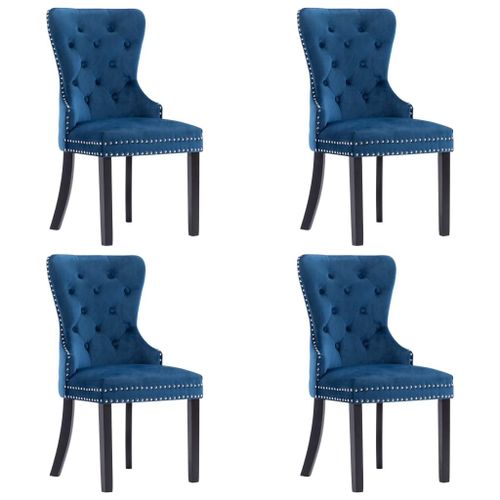 Vidaxl Chaises De Salle À Manger 4 Pcs Bleu Velours