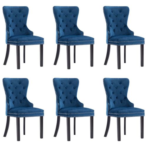 Vidaxl Chaises De Salle À Manger 6 Pcs Bleu Velours