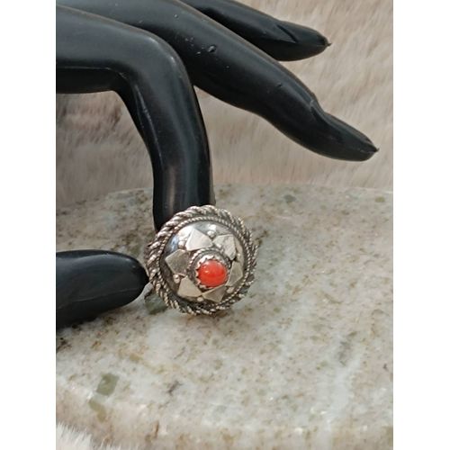 Bague Argent Massif Et Corail