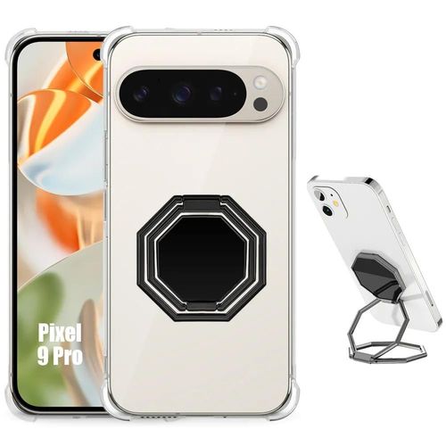 Coque Pour Google Pixel 9 Pro - Protection Silicone Transparent Antichoc Avec Support Ajustable Octogonal - E.F.Connection