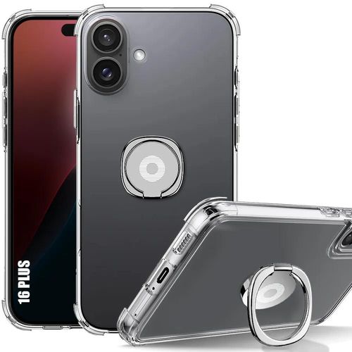 Coque Pour Iphone 16 Plus, Silicone Antichoc Transparent Slim Coins Renforcés Avec Support Argenté - E.F.Connection
