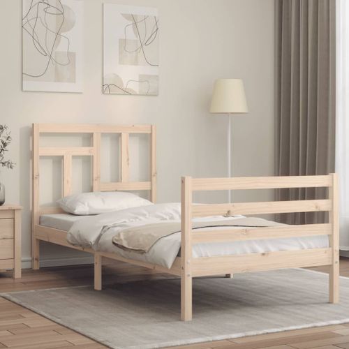 Vidaxl Cadre De Lit Avec Tête De Lit 90x200 Cm Bois Massif