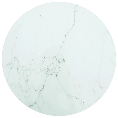 Vidaxl Dessus De Table Blanc ?50x0,8cm Verre Trempé Avec Design Marbre