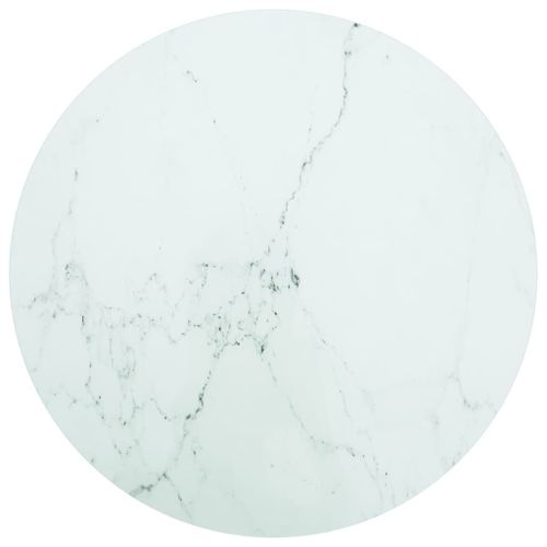 Vidaxl Dessus De Table Blanc ?70x0,8cm Verre Trempé Avec Design Marbre