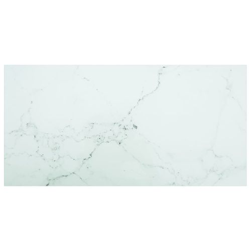 Vidaxl Dessus De Table Blanc 100x50 Cm 6 Mm Verre Trempé Design Marbre