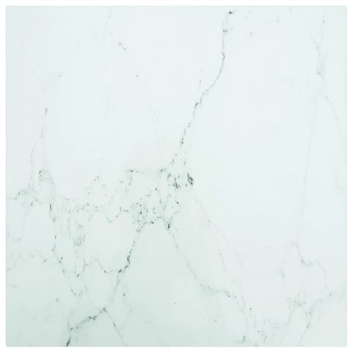 Vidaxl Dessus De Table Blanc 50x50cm 6mm Verre Trempé Et Design Marbre