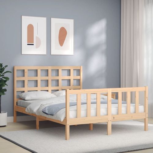 Vidaxl Cadre De Lit Avec Tête De Lit 120x200 Cm Bois Massif