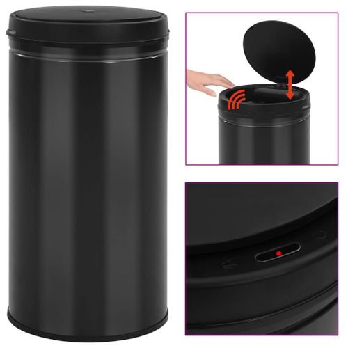 Vidaxl Poubelle À Capteur Automatique 60 L Acier Au Carbone Noir