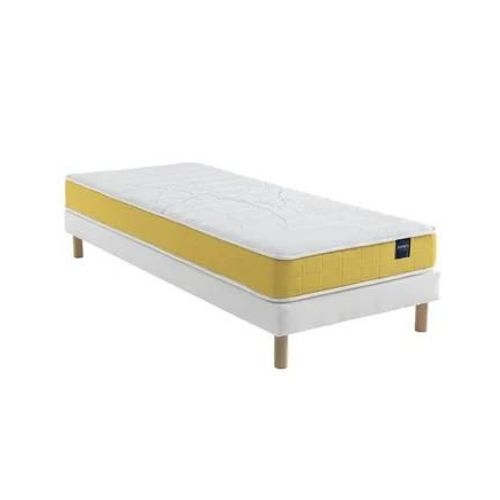 Someo - Ensemble Matelas Mousse, Sommier Lune Et Pieds Aurore 400 - Blanc