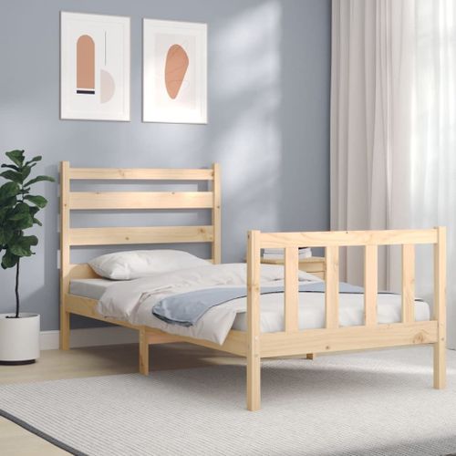 Vidaxl Cadre De Lit Avec Tête De Lit 90x200 Cm Bois Massif