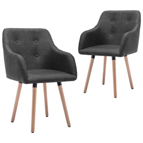 Chaises De Salle À Manger 2 Pcs Gris Foncé Tissu - Vidaxl