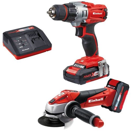 Einhell TE-TK 18 Li Kit (CD+AG) - Kit perceuse-visseuse sans fil et meuleuse d'angle