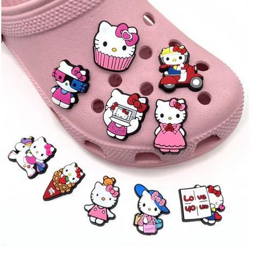Lot De 10 Breloques Pour Chaussure De Type Crocs Univers Hello Kiity