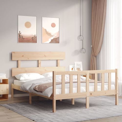 Vidaxl Cadre De Lit Avec Tête De Lit 120x200 Cm Bois Massif
