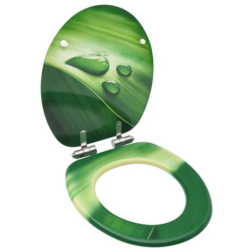 vidaXL Siège WC Couvercle fermeture en douceur MDF Vert Gouttes d'eau