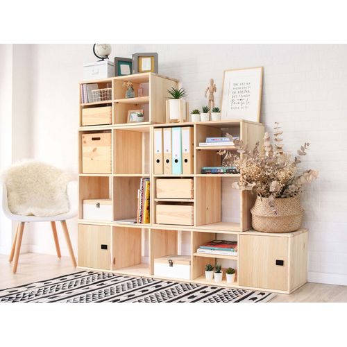 Cube de rangement en pin massif Dinamic Lot de 2