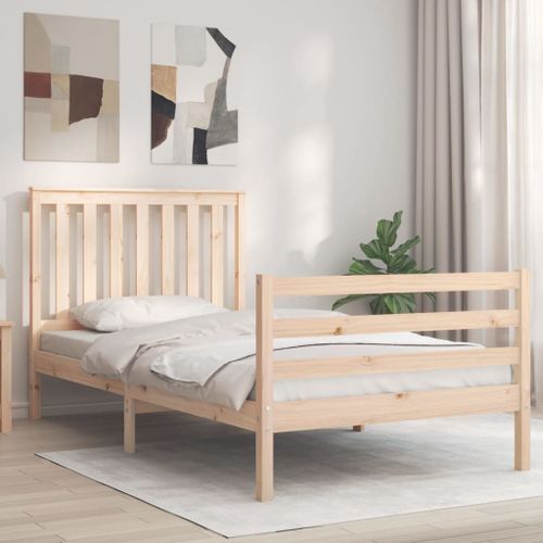 Vidaxl Cadre De Lit Et Tête De Lit 100x200 Cm Bois Massif