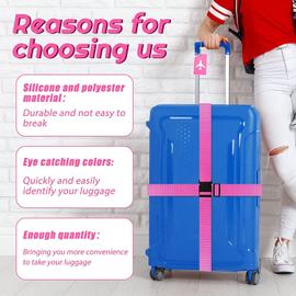 4 Pack Sangles de bagages personnalisées pour valise, ceintures de bagages  réglables Étiquettes de valise de voyage