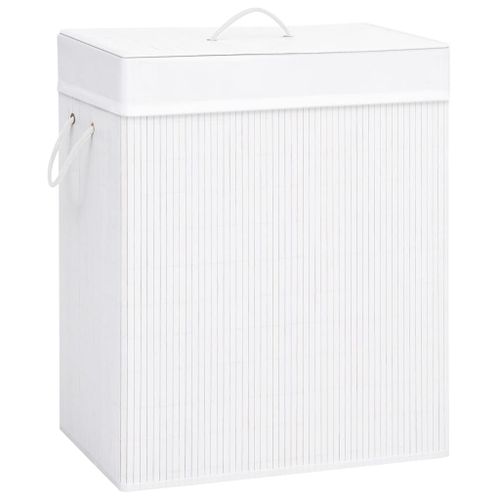vidaXL Panier à linge avec une seule section bambou blanc 83 L