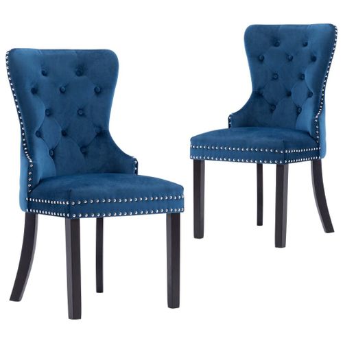 Vidaxl Chaises De Salle À Manger 2 Pcs Bleu Velours