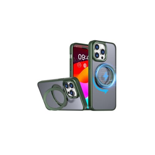 Jaym - Coque Renforcée Verte Compatible Avec Apple Iphone 16 - Compatible Magsafe - Bumper En Couleur, Dos Fumé Et Finition Chromée De L'anneau Magnétique